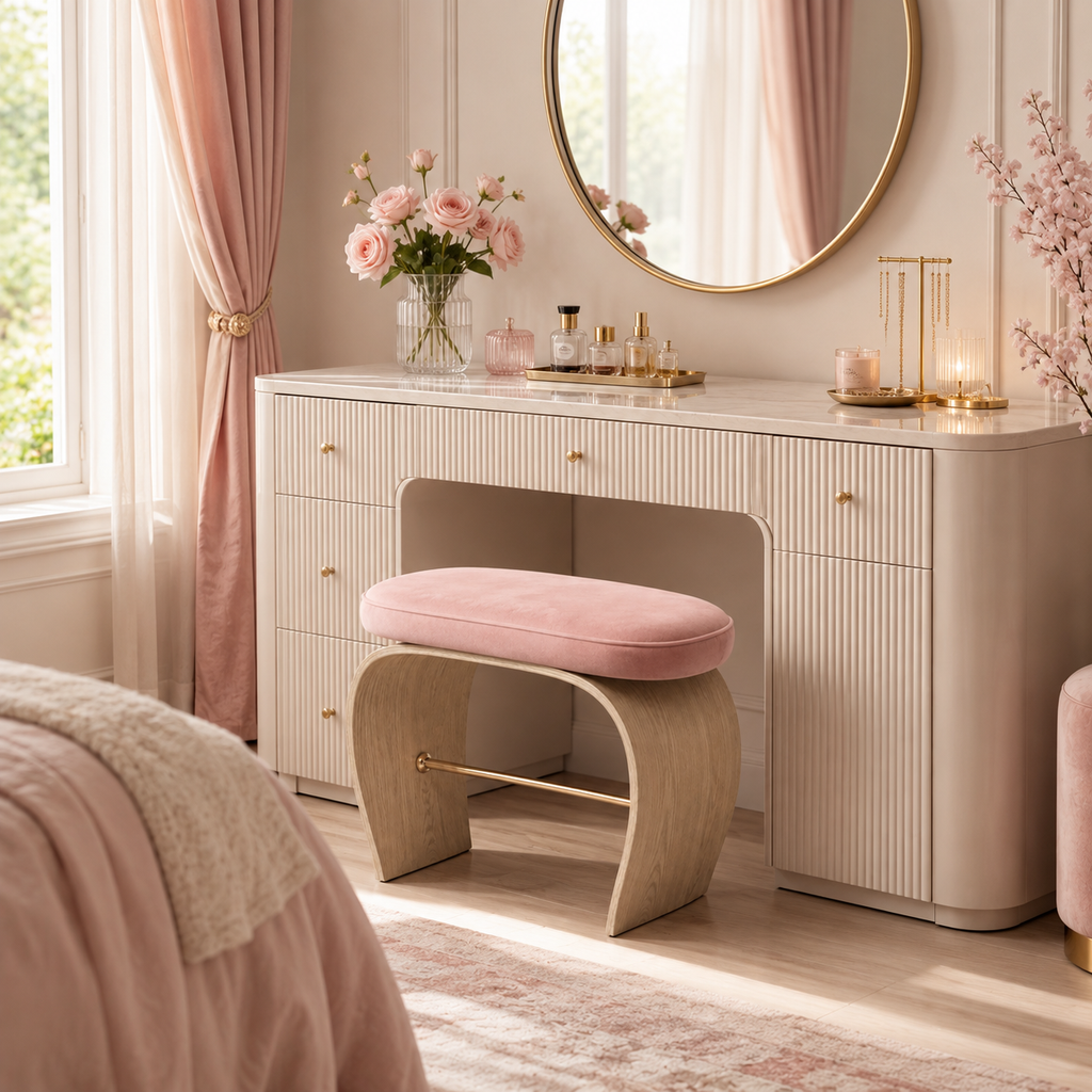 LdxcaHcv™ Veil Arc Vanity Stool