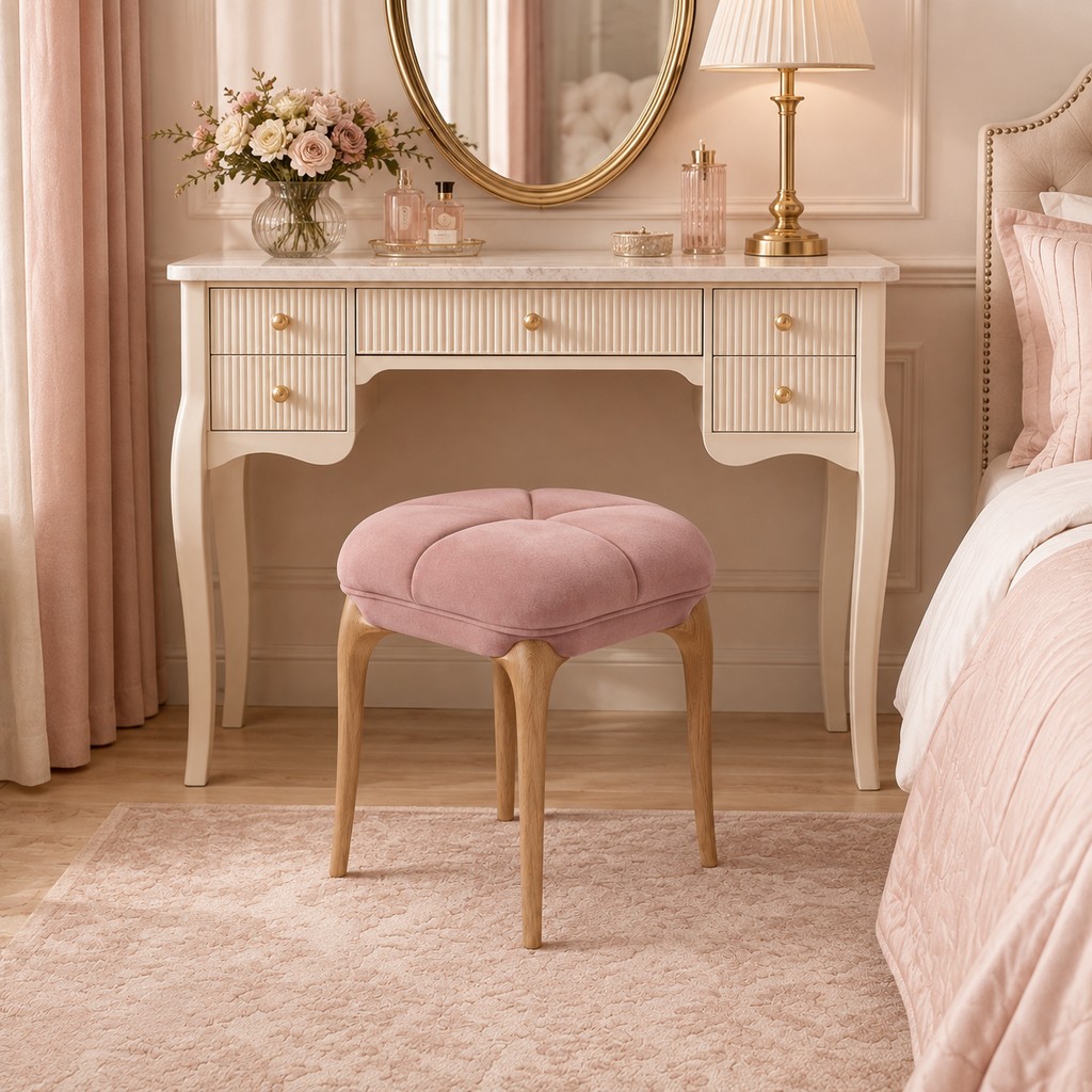 LdxcaHcv™ Fleur Tuck Vanity Stool
